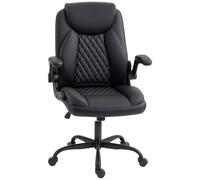 HOMCOM PU Leather Office Desk Chair with Thick Cushion - Black | TJ Hughes