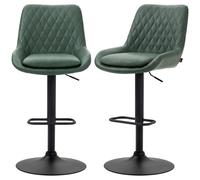HOMCOM Bar Stools Set of 2, Adjustable Bar Chairs 360 Degree Swivel, Green