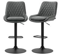 HOMCOM Adjustable 360 Degree Swivel Bar Stools, Set of 2 Bar Chairs, Grey
