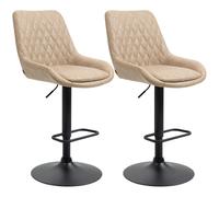 HOMCOM Bar Stools Set of 2, Adjustable Bar Chairs 360 Degree Swivel, Khaki