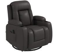 HOMCOM PU Leather Recliner Chair, Recliner Armchair with Extended Footrest, Cup Holders and Side Pockets, Dark Brown