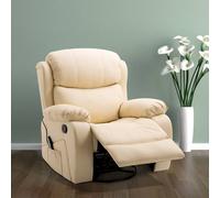 HOMCOM Massage Recliner Chair Manual Reclining Chair with Footrest Remote Beige