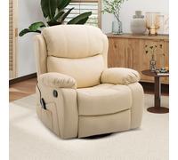 HOMCOM Massage Recliner Chair Manual Reclining with Footrest Remote - Beige - PU Leather - 92W x 98.5D x 105Hcm