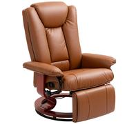 HOMCOM PU Leather Reclining Armchair with Footrest for Living Room - Brown | TJ Hughes
