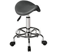 HOMCOM Saddle Chair, Rolling Salon Stool for Massage Spa, Grey