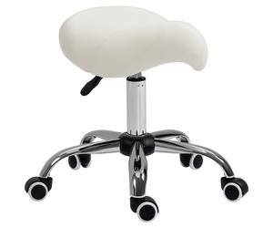 HOMCOM PU Leather Saddle Stool w/ Moulded Padded Seat Adjustable Height Cream