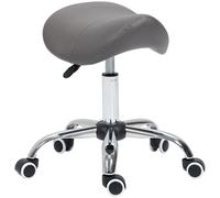 HOMCOM PU Leather Saddle Stool with Moulded Padded Seat - Grey, Grey