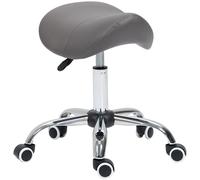 HOMCOM PU Leather Saddle Stool w/ Moulded Padded Seat Adjustable Height Grey