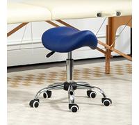 Portland Blue PU Leather Adjustable Saddle Stool with Moulded Padded Seat