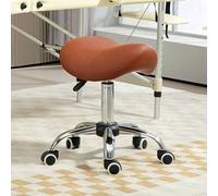 Portland Brown PU Leather Adjustable Saddle Stool with Moulded Padded Seat