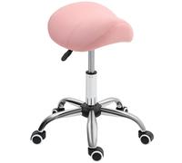 HOMCOM PU Leather Saddle Stool w/ Moulded Padded Seat Adjustable Height Pink HOMCOM Pink