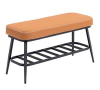 HOMCOM PU Leather Shoe Storage Bench - Brown