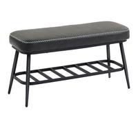 HOMCOM PU Leather Shoe Storage Bench - Charcoal Grey