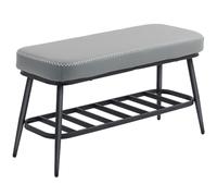 HOMCOM PU Leather Shoe Storage Bench - Grey