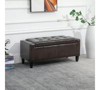 HOMCOM 40x90cm PU Leather Storage Ottoman Wood Frame - Brown, Brown