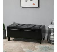HomCom Storage Ottoman Bench - PU Leather Tufted Flip-Top, 92 x 40 x 40 cm, Black