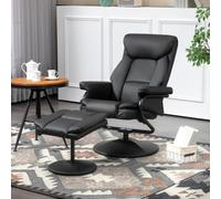 Homcom Pu Leather Swivel Recliner Armchair With Ottoman, Black Black