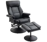 HOMCOM PU Leather Swivel Recliner Armchair with Ottoman - Black | TJ Hughes