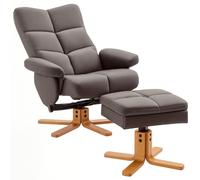 HOMCOM Recliner Chair and Footstool PU Leather Wooden Base Brown