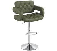 HOMCOM PU Leather Upholstered Swivel Bar Stool, Height Adjustable with Back, Armrest, Footrest, Green