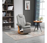 HOMCOM PU Recliner Lounge Chair with Footrest Headrest Wood Base for Home in Grey HOMCOM Grey