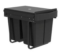 HOMCOM Pull Out Bin, Kitchen Under Sink Bin with 2 Removable Compartments, Smooth Glide, Black