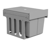 HOMCOM Pull Out Bin, Under Sink Bin - 2 Removable Compartments (15L Each) for 400mm Cabinets, Light Grey