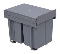 HOMCOM Pull Out Bin with Soft Close 3 Compartments 40L (1x20L+2x10L) Grey | Kitchen Under Sink Bin, Handle, Removable Compartments, for Recycling and Waste,