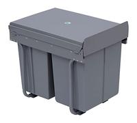 HOMCOM Pull Out Bin with Soft Close and Handle, Kitchen Under Sink Bin with 3 Removable Compartments for Recycling and Waste, 40L (1x20L+2x10L), Grey
