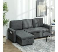 HOMCOM 3 Seater Corner Sofa Bed w/ Storage Convertible Pull Out Sofa Bed in Dark Grey HOMCOM Dark Grey