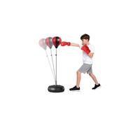 HOMCOM Punching Bag with Stand, 126-144 cm Height Adjustable Boxing Set Free Standing Speed Bag with Gloves and Air Pump for Teenagers Home Gym Worko
