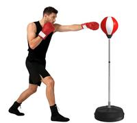 HOMCOM Punching Bag with Stand, Freestanding Boxing Set, Speed Bag with Speedball, 126-144cm Adjustable Height, Red