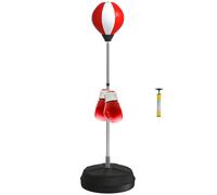 HOMCOM Punching Bag with Stand, Freestanding Boxing Set, Speed Bag with Speedball, 126-144cm Adjustable Height, Red Red