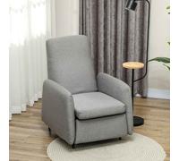 HOMCOM Push Back Recliner Armchair, Fabric High Back Reclining Chair with Adjustable Leg Rest and Pocket Spring Seat for Living Room, Bedroom, Home Office, Grey Grey