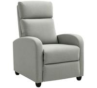 Linen Fabric Reclining Chair with Padded Seat, Light Grey HOMCOM Light Grey One Size