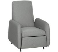 HOMCOM Push-Back Fabric Recliner Armchair with Adjustable Leg Rest and Pocket Spring Seat - Grey, Grey