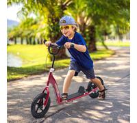 HOMCOM Push Scooter, Teen Kids Scooter with 12" EVA Tyres, Red