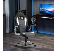 Homcom Racing Office Chair Pu Leather Computer Desk Gaming Style With Wheels, Flip-Up Armrest, Grey