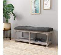 HOMCOM Rack Bench w/ Button Tufted Seat Cushion for Living Room Hallway Bedroom in Grey HOMCOM Grey