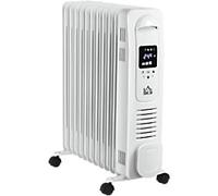 HOMCOM 2500W Oil Filled Portable Radiator Heater w/ Remote Control - Black - White