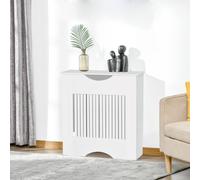 HOMCOM Modern Radiator Cover Heater Cabinet Slatted Worktop Painted MDF White - White