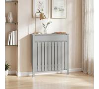 Homcom Radiator Cover Industrial With Drawer And Vertical Slats Grill Grey