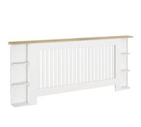 HOMCOM Radiator Cover Open Storage Shelves Cabinet Shelf Extra Large White | Vertical Slatted, Heater Cover, Living Room, Hallway