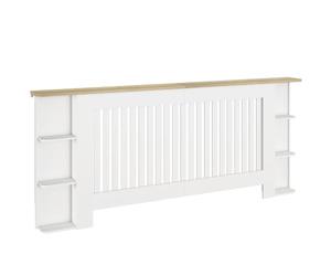 HOMCOM Radiator Cover Open Storage Shelves Cabinet Shelf Extra Large White | Vertical Slatted, Heater Cover, Living Room, Hallway