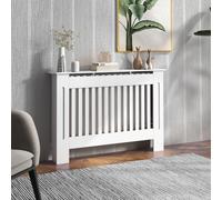 HOMCOM Radiator Cover Painted Slatted MDF Cabinet Lined Grill, White