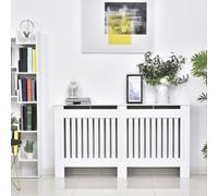 HOMCOM MDF Radiator Cover 152x81x19 cm Slatted Cover Painted Cabinet Lined Grill Modern Vertical Style Home Use-White | TJ Hughes White
