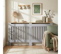 HOMCOM Radiator Cover Painted Slatted MDF Cabinet Lined Grill 172x19x81cm, Grey