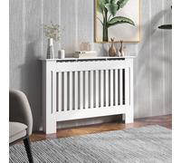 HOMCOM 112x81x19 cm MDF Radiator Cover Painted Slatted Cabinet Lined Grill-White | TJ Hughes White