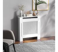 HOMCOM Modern Radiator Cover, Wooden Heating Cabinet, Grill Style Diamond Design, Painted White, Small Aosom UK
