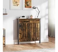 HOMCOM Small Radiator Cover with Drawer and Vertical Slats 88.5 x 19 x 93cm - Rustic Brown